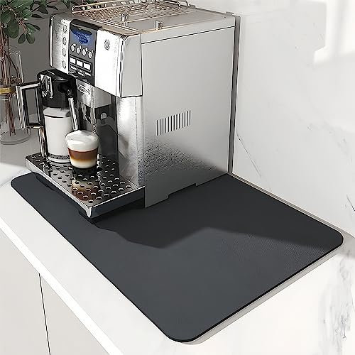 GIGIIS Kaffeemaschine Abtropfmatte 40 x 50cm Schnelltrocknend Abtropfmatte Geschirr Saugstarke Trockenmatte Dunkelgrau Kaffeemaschine Matte Unterlage Kaffeevollautomat für Kaffeemaschine Küche Spüle