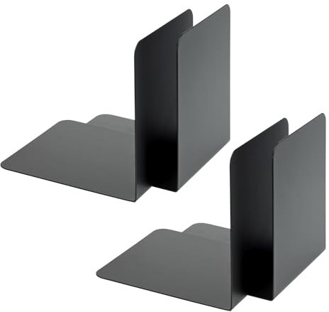 Alco-Albert 4302-10-4 - Buchstützen aus Metall, 4 Stück / 2 Paar, schwarz, 130 x 140 x 140mm, für Schule, Büro und Zuhause