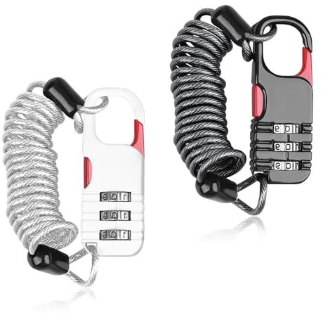 2 Unidades Antirrobo Bicicleta, Candado Bicicleta Combinacion Antirrobo Casco Moto Cable Candado para Scooter Ligero Bloqueo Código Mini para Scooters, Cascos, Bici