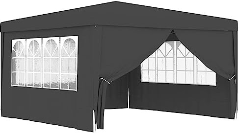 Coavain Pavillon mit Seitenwänden 4x4 m Anthrazit 90 g/m² Partyzelt UV- und Wasserbeständig Gartenpartys Einfach zu Montieren Gartenpavillon Robuster Rahmen Zelt Treffen und Partys im Freien