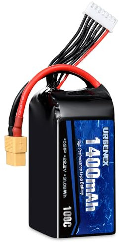 URGENEX 6S Lipo Akku 1400mAh 22.2V 100C with XT60 Plug RC Battery Fit for RC FPV Racing Drone Quadcopter Helicopter Airplane Racing Models (1PCS)