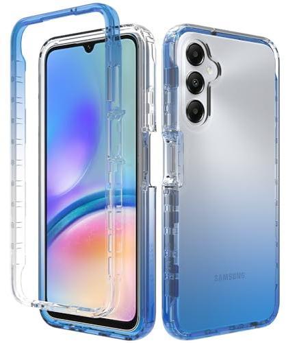 XINNI Coque pour Samsung Galaxy A55 5G Antichoc Housse avec Protège écran, 360 Degrés Full Body Etui Solide Double Face Bumper Portable Transparent Housse,Bleu