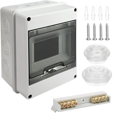 Sumeber Sicherungskasten, Verteilerkasten Aufputz IP65, mit Messingklemmen, Unterverteilung Aufputz 1 Reihig für 5-24 Modules, für Außenbereichen, Gärten, Bauernhöfe, Ladesäulen (5 Wege)