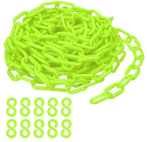 PATIKIL Plastikkette, 25 Fuß Sicherheitsbarrierekette zur Personenkontrolle, 1/4 Zoll (6 mm) grüne Kunststoffkettenverbindungen für Warteschlangen, Parkplätze, Zäune