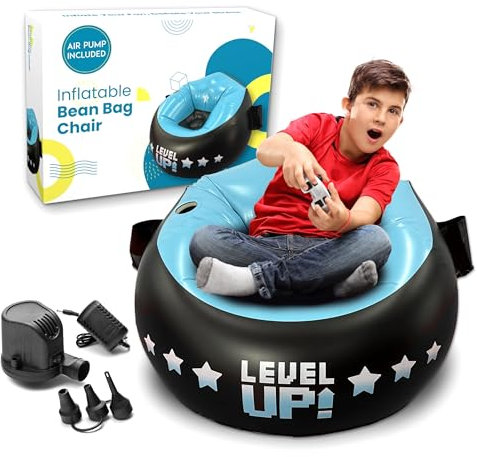 Qadory Inflatable Gaming Chair for Kids- Air Pump and Gift Included 3-in-1, Gaming Bean Bag Chair- Kids Gaming Chair- Bean Bag Chairs for Kids 8-12, Gamer Chair for Kids