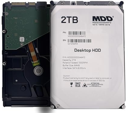 MDD 2TB 64MB Cache 7200RPM SATA 6.0Gb/s 3.5inch Internal Desktop Hard Drive (MDD2000GSA6472)