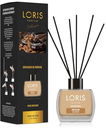 Loris Raumduft Oud Holz, Reed Diffuser mit natürlichen Bambusstäbchen, 120 ml