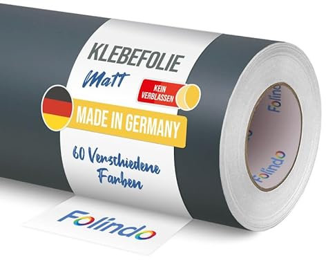 FOLINDO Möbelfolie selbstklebend 073 Dunkelgrau Matt 5m x 126 cm - Klebefolie Möbel, Klebefolie Küche, Möbelfolie, Folie für Möbel, Möbelfolie selbstklebende Folie, Küchenfolie selbstklebend