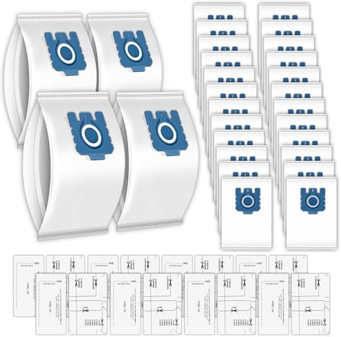 24 sacs d'aspirateur compatibles avec les aspirateurs Miele des séries GN S2, S4, S5, S6, S8, Complete C2, Complete C3 et Classic C1, 8 filtres inclus (4 filtres moteur et 4 filtres d'évacuation)