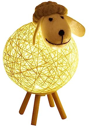 Angoily Schaflampe Batteriebetrieben mit Usb-anschluss Dekorative Led-nachttischlampe Originelle Tierbeleuchtung für Schlafzimmer und Heimdekoration