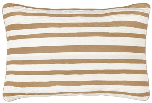 Yard Woven Stripe Cotton Feather Rich Cushion - Cinnamon - 40x60cm