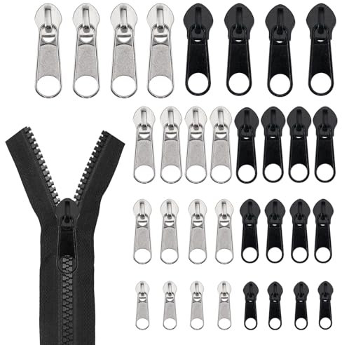 32 Stück Reißverschluss Schieber Ersetzen, #3#5#8#10 Reisverschluss Ersatz Zipper, Universal Fix Reißverschluss Zipper, Abnehmbare Metall Reißverschluss Zipper für Mantel, Rucksack, Koffer, Schlafsack