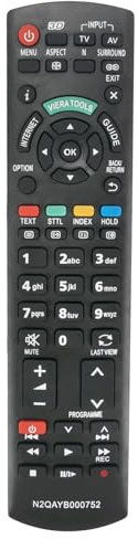 AULCMEET Fernsteuerung,N2QAYB000752 Sub N2QAYB000753 Neu Ersetzen Sie Fernbedienung passend für fit for Panasonic Viera LCD TV TX-LR42ET5 TX-LR47ET5 TX-LR55ET5 TX-P42UT50B