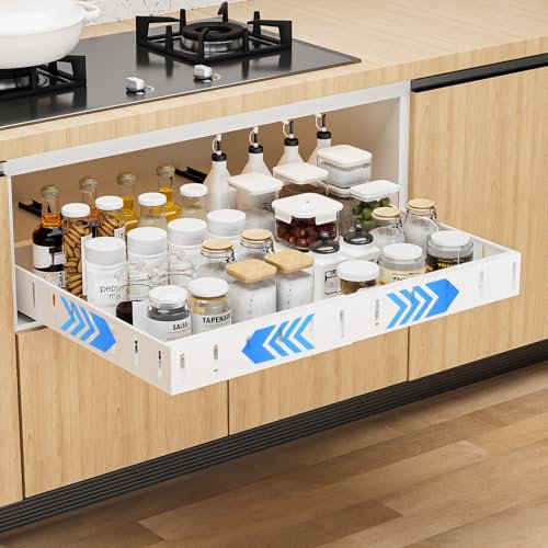 Apritsce Cajones Extraibles para Cocina, Ancho Ajustable 30-50CM Cajon Extraible Mueble Cocina, Bandeja Extraible Armario Cocina Sin Taladrar