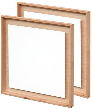 ARTIKUM Lot de 2 plaques de peinture flottantes dans un cadre en bois de 20 x 20 cm - Effet profondeur 3D - Coton, bois de pin - Toile sur carton à peindre