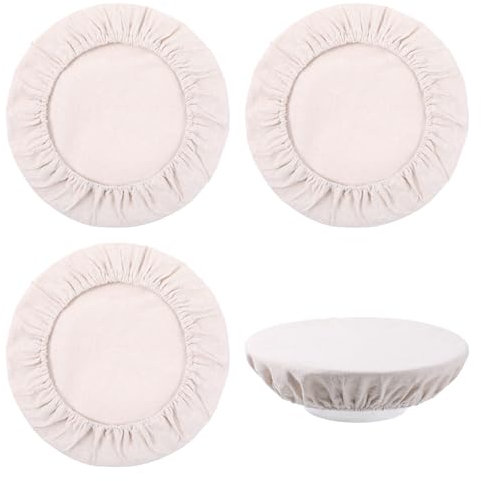 KALIONE 4 Stück GäRfolie Teig Zum Abdecken, 19CM Abdeckhauben für Lebensmittel Wiederverwendbare, Proofing Basket Cloth Liner für Brot Gärkörbchen Gärkorb
