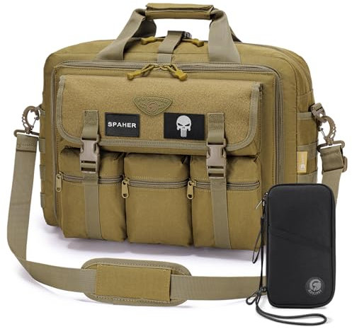 SPAHER Borsa Porta PC 17 Valigetta 24 Ore Borsa Tattica Ventiquattrore Uomo Borsa Lavoro Ufficio Laptop Computer PC Portatile Portadocumenti Cartella Briefcase Messenger Bag