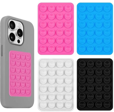 4 Ventosa per Telefono, Ventosa Cellulare in Silicone, Ventose Universali per Smartphone, Supporto Auto Bagno Cucina, Ultraaderente Senza Residui, Accessori Telefono, Nero + Blu + Bianco + Rosa