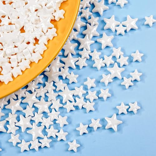 Pearl Sprinkles, Edible Pearls for Cake Decorating, Kosher & Halal (White Star)