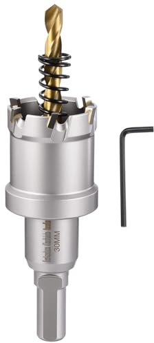 CoCud 1-3/16 30mm Hole Saw Tungsten Carbide TCT Hole Cutter W/Drill Bit | Metal Cutter for Thick Hard Metal, Stainless Steel, Copper, Aluminum