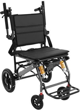 WFIETN Fauteuil roulant pliable en alliage d'aluminium, dispositif de fixation, pour personnes âgées, personnes handicapées, femmes enceintes, 100 kg