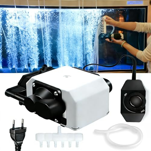 Pompa Aria Air Assist Laser 55L/min, 25W Pompa Silenziosa con Flusso Regolabile, Tecnologia Magnetica, Supporto Aria per Incisore Laser, Pompa per Acquario