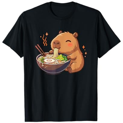 Capybara mit Nudeln Ramen Kawaii Capybara T-Shirt