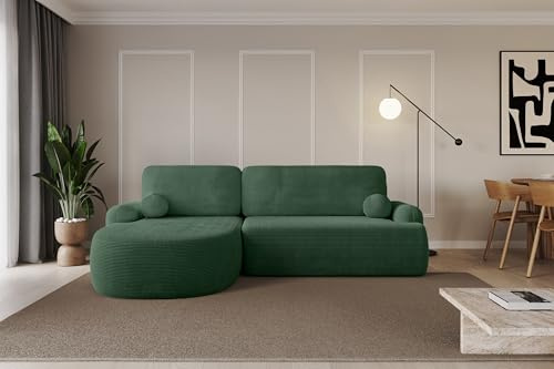 ALTDECOR Ecksofa mit Schlaffunktion und Bettkasten Corner Sofa Bett Eckcouch Couch L-Form Schlafcouch Ausziehbar Wohnlandschaft Schlafsofa Cauchsofa Lira-L - 264x172x89 Grün
