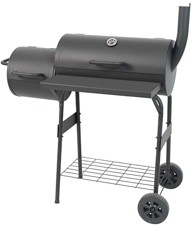Outdoor-Räuchergrill mit Deckel, Rädern und Thermometer für Picknicks und Gärten