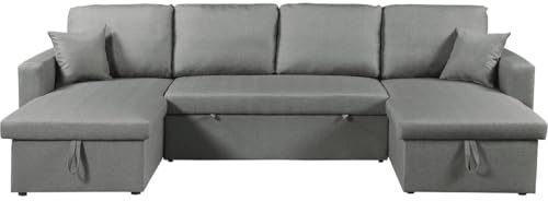 Habitat et Jardin Panorama-Sofa Alain aus Stoff – 4-Sitzer – Grau