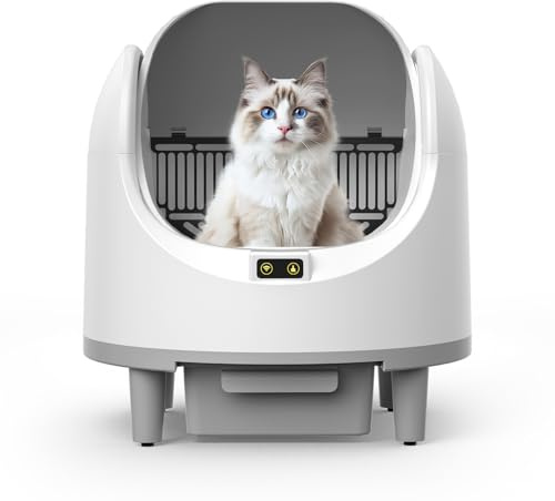 Selbstreinigende Katzentoilette Offene, Große Katzenklo Selbstreinigende, Automatische Katzentoilette mit App & Sicherheitssensor, Geruchsbeseitigung, Anti Pinch Self Cleaning Cat Litter Box