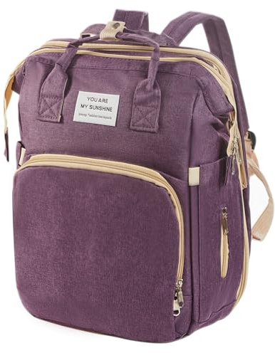 ARATERVIO Multifunktionaler Wickelrucksack Baby – Wasserdichte Wickeltasche Rucksack aus Oxford Stoff mit Isolierter Flaschentasche, Großer Kapazität, Mehreren Fächern & Wickelunterlage (Lila)