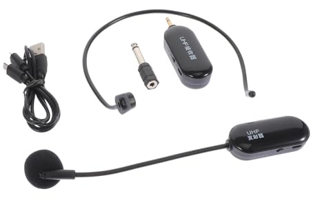 AKOOSY Microfono e Insegnamento per Batteria 500mah-800mah Wireless Uhf Nero Leggero Connessione senza Fili Microfono a Archetto Professionale Arti Performative