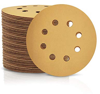 SPEEDWOX Schleifscheiben mit 8 Löchern, 100 Stück, 500-Körnung, Ø 125 mm, staubfrei, Klett-Schleifpapier für zufällige Exzenterschleifer, gelbe Abschlussscheiben für Autos, Holzbearbeitung, gelb