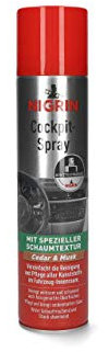 NIGRIN Cockpit-Spray Cedar & Musk, reinigt wirksam und schonend auch feingenarbte Oberflächen, 400 ml