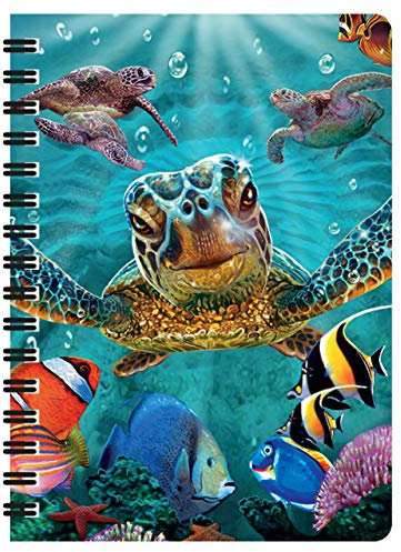 3D LiveLife Jotter - Kleine Blasen von Deluxebase. Linsenförmiges 3D Meeresschildkröte A6 Spiral-Notizbuch. Ein liniertes Notizbuch mit Kunstwerken, lizenziert vom bekannten Künstler Steve Sundram