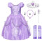 JerrisApparel Ragazze Costume da Principessa Sofia Compleanno Festa Vestito (5 Anni, Lilla con Accessori)