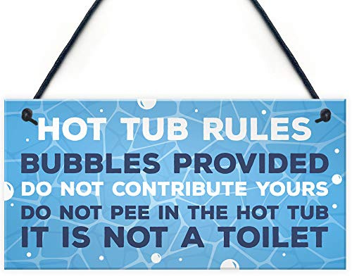 Red Ocean Lustiges Schild mit Aufschrift Hot Tub Rules, für Whirlpools, Gartendekoration, Gartenhaus