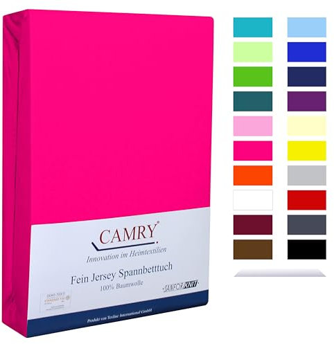 Camry Spannbettlaken 90x200cm - 100x200cm Pink Baumwolle Bettlaken Jersey Spannbetttuch Oeko-Tex 100