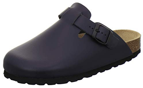 AFS-Schuhe 2900 Clogs Damen Bequeme Hausschuhe aus Leder Made in Germany (43 EU, Navy)