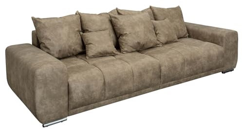 invicta INTERIOR Modernes XXL Sofa ELEGANCIA 285cm Taupe inkl. Kissen Bigsofa Couch mit Federkern