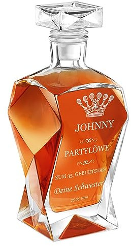 Maverton Whisky Karaffe mit Gravur - Whisky Dekanter - 700ml - Geschenk zum Geburtstag für Männer - Partylöwe
