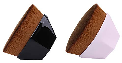 Foundation Pinsel,Make up Foundation Bürste,Make Up Pinsel Kabuki Flat Top Gesicht Pinsel Groove Design Blush Pinsel zum Flüssigkeit,Isolationsflüssigkeit, Concealer Premium,Creme(Schwarz +Pinke)