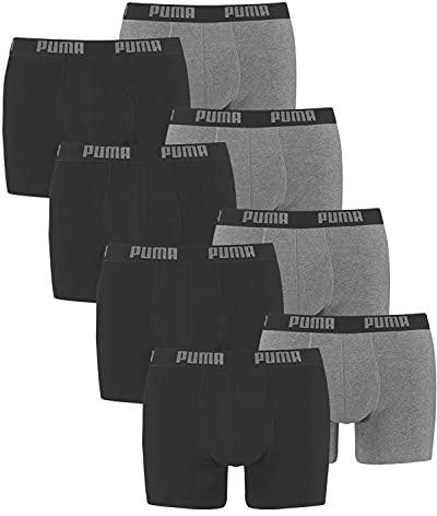 PUMA 8 er Pack Boxer Boxershorts Men Herren Unterhose Pant Unterwäsche, Farbe:691 - Dark Grey Melange/Black, Bekleidungsgröße:XXL
