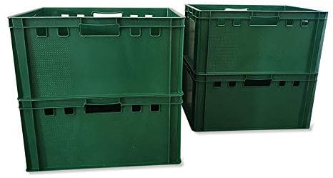 kanister-vertrieb® 4er Set E3-Kiste Eurobox Metzgerkiste Lagerbox 60x40x30 cm stabil für Lebensmittel geeignet (grün)