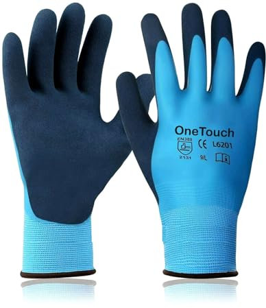 A406 3 Pair Fully Latex coated Work gloves Waterproof Wet Breathable Nylon Grip Safety Work Gloves (Large-9)