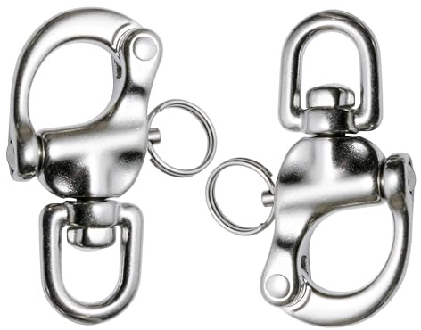 SUNOOM 316 Stainless Steel Quick Release Snap Shackle,Swivel Shackle Snap Hook,Marine Boat Shackles for Rigging, Pack of 2