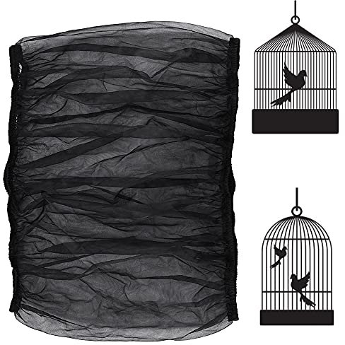 FIGFYOU Vogelkäfig Abdeckung Universial Mesh Nylon Netz Schutznetz mit Verstellbaren Kordelzug Birdcage Cover Schwarz Käfigabdeckung 40-70cm Lang Abdeckung für Vogelfutter Kleintiere Birdcage