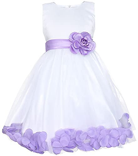 WAWALI Petal Flower Girls Dress Wedding Party Pageant Prom Ball Gowns 12 Lilac