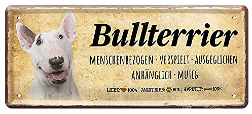 Blechschild Deko Metall-Schild Fun Vintage Spruch 28cm x 12cm Bullterrier